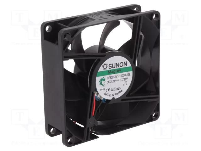 Fan: DC; axial; 12VDC; 80x80x25mm; 101.4m3/h; 44.7dBA; Vapo; 4800rpm SUNON PF80251V1-A99-A