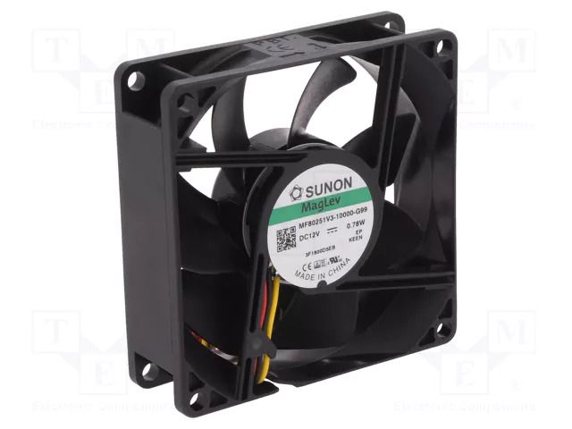 Fan: DC; axial; 12VDC; 80x80x25mm; 55.77m3/h; 28dBA; Vapo; 2600rpm SUNON MF80251V3-G99-A