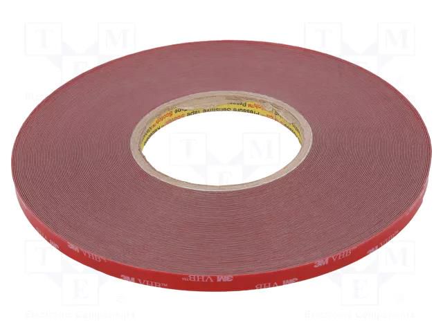 Tape: fixing; W: 9mm; L: 33m; Thk: 0.6mm; acrylic; grey; max.230°C 3M 3M-60-9-33