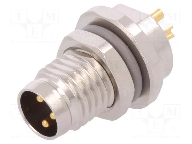 Connector: M8; male; PIN: 3; 60V; IP67; straight; unshielded; socket TE Connectivity T4030014031-000