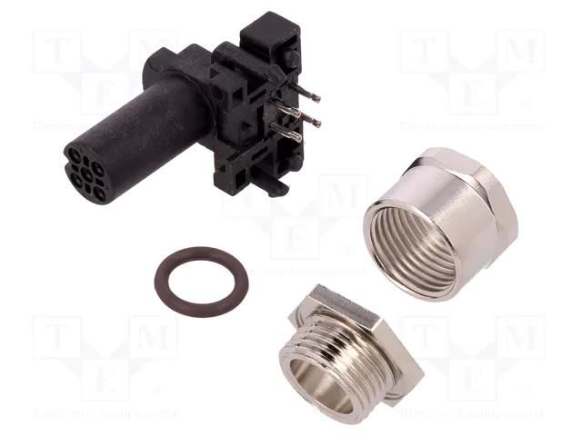 Connector: M12; socket; PIN: 4; female; 250V; angled 90°; IP67; THT TE Connectivity T4145015041-001