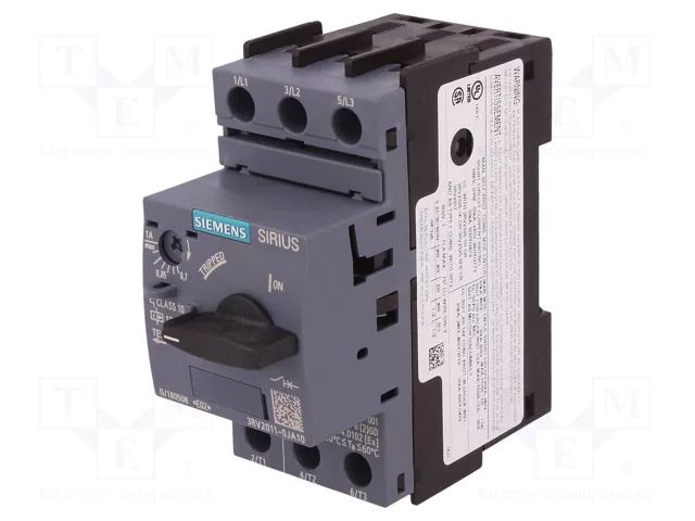 Motor breaker; 0.25kW; 220÷690VAC; for DIN rail mounting; 3RV2 SIEMENS 3RV2011-0JA10
