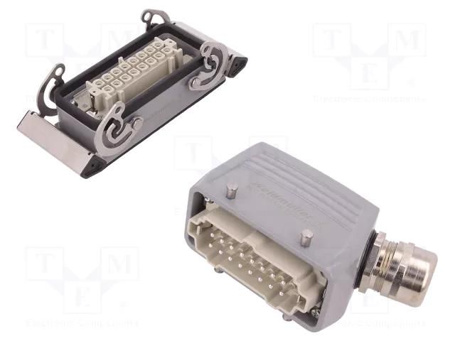 Connector: HDC; male + female; HE; PIN: 16; 16A; 500V; 16+PE; size 6 WEIDMÜLLER KIT-HE-P16.120