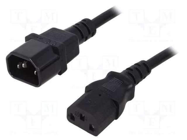 Cable; 3x1mm2; IEC C13 female,IEC C14 male; 3m; black; 10A; 250V QOLTEC QOLTEC-53898