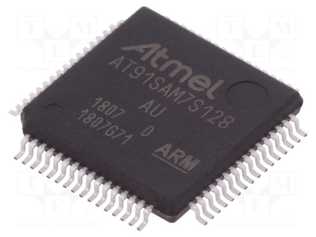 IC: ARM7TDMI microcontroller; Flash: 128kx8bit; LQFP64; 32kBSRAM MICROCHIP TECHNOLOGY AT91SAM7S128D-AU