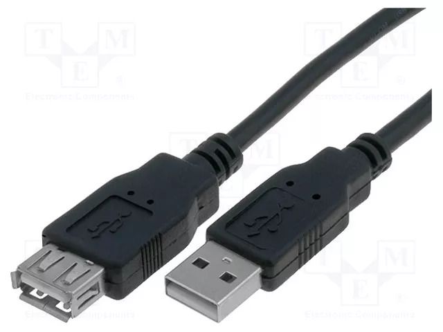 Cable; USB 2.0; USB A socket,USB A plug; nickel plated; 1.8m VCOM CU202-B-018-PB