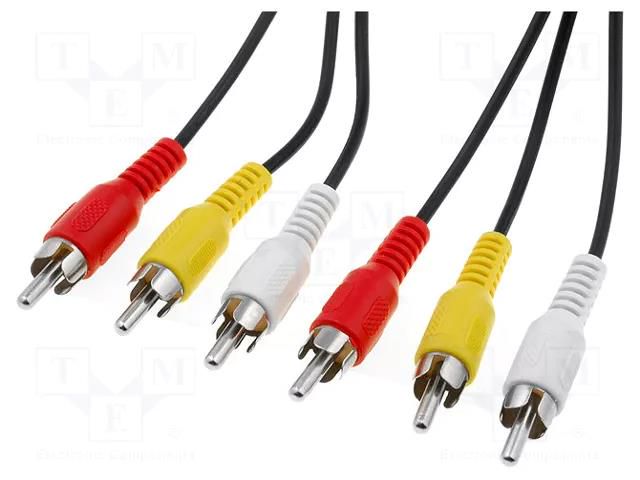 Cable; RCA plug x3,both sides; 1.5m; Plating: nickel plated Goobay CABLE-521