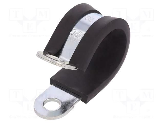 Fixing clamp; ØBundle : 20mm; W: 15mm; steel; Cover material: EPDM MPC INDUSTRIES MPC-LKD12015