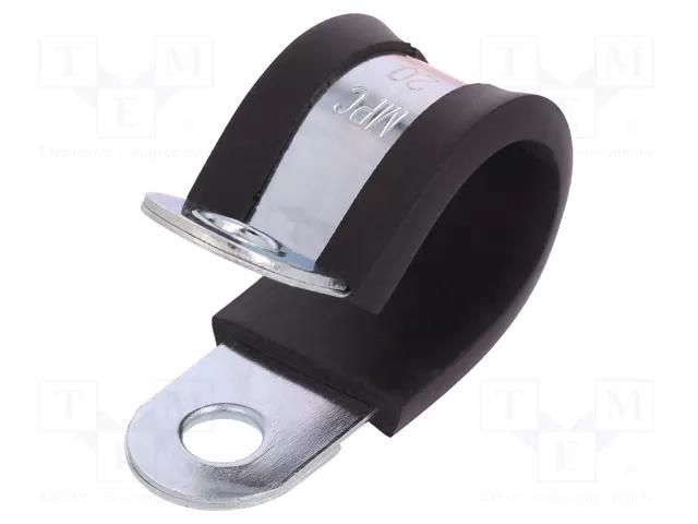 Fixing clamp; ØBundle : 20mm; W: 20mm; steel; Cover material: EPDM MPC INDUSTRIES MPC-LKD12020
