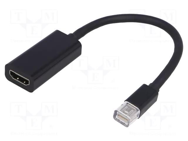 Adapter; HDMI socket,mini DisplayPort plug; 200mm; black QOLTEC QOLTEC-50432