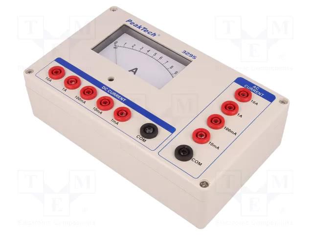 Ammeter; I DC: 1mA,10mA,100mA,1A,10A; I AC: 10mA,100mA,1A,10A PEAKTECH PKT-P3295