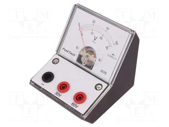 Voltmeter; VAC: 0÷30V,60V; 90x106x103mm; 2.5%; Meter: analogue PEAKTECH PKT-P205-12
