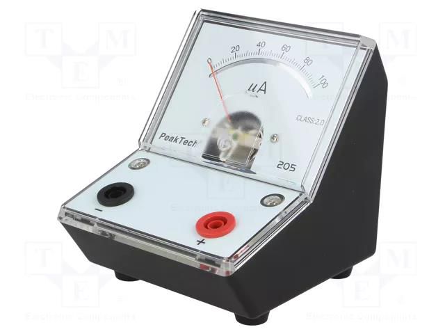 Ammeter; 0.1÷100uA; 90x106x103mm; 2%; Meter: analogue; 1kΩ PEAKTECH PKT-P205-02