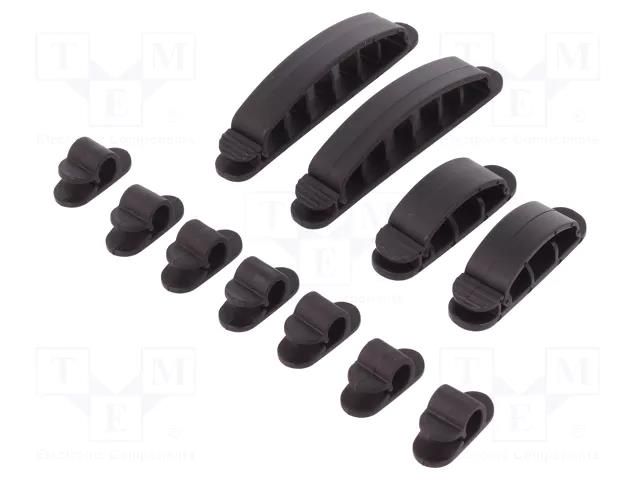 Set of clips; black; self-adhesive LOGILINK PC-KAB0039