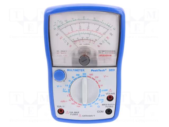 Analogue multimeter; Features: impact resistant holster PEAKTECH PKT-P3201