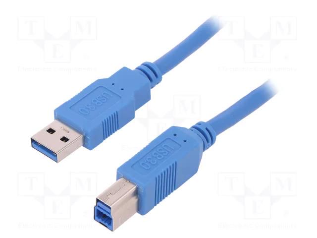 Cable; USB 3.0; USB A plug,USB B plug; 1m; blue QOLTEC QOLTEC-52308