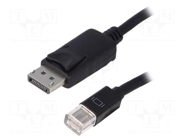 Cable; DisplayPort plug,mini DisplayPort plug; 1.8m; black QOLTEC QOLTEC-50434