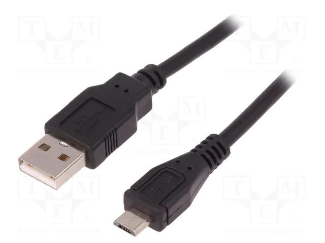 Cable; USB 2.0; USB A plug,USB B micro plug; 1.8m; black QOLTEC QOLTEC-52326
