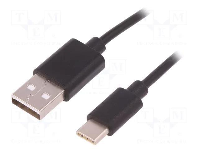 Cable; USB 2.0; USB A plug,USB C plug; 0.25m QOLTEC QOLTEC-50496