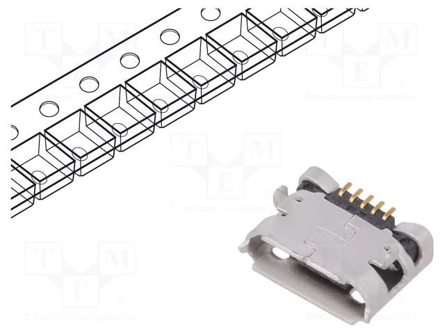 Connector: USB B micro; socket; on PCBs; SMT,THT; PIN: 5; USB 2.0 AMPHENOL COMMUNICATIONS SOLUTIONS 10118193-0001LF/C