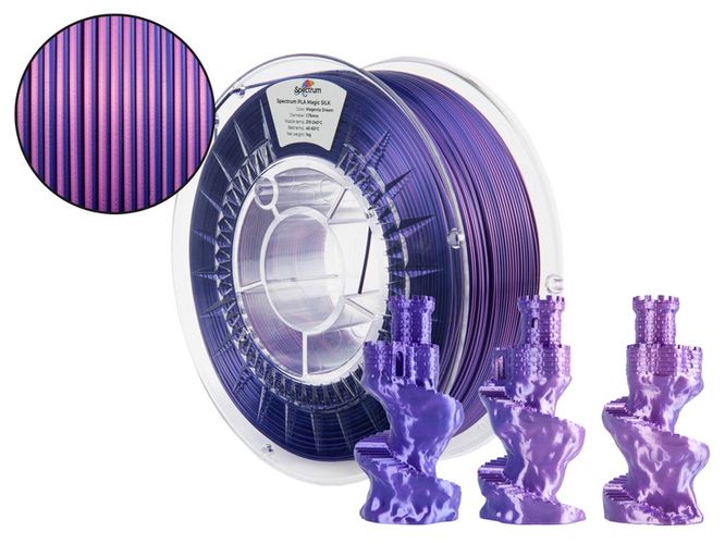 3D plastikas PLA dvipusis Magic silk MAGENTA DREAM (violet, pink) 1kg Spectrum PLA-MagMagDr-1-SPEC 5905991404675