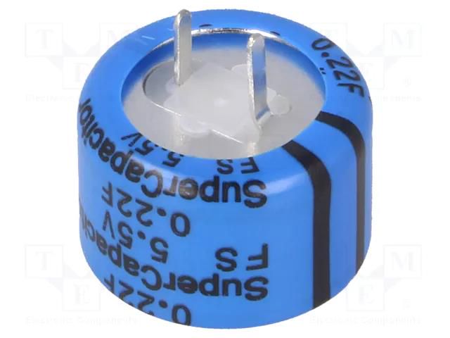 Supercapacitor; THT; 0.22F; 5.5VDC; -20÷80%; Body dim: Ø16.5x13mm KEMET FS0H224ZF