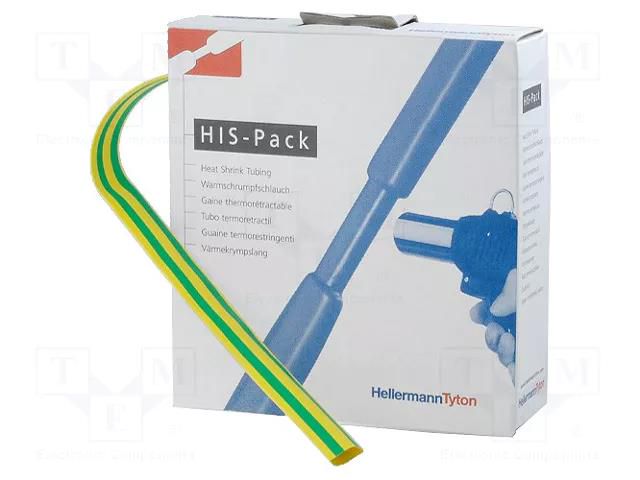 Heat shrink sleeve; 2: 1; 19.1mm; L: 5m; yellow-green HELLERMANNTYTON HIS-19.1/9.5-GN