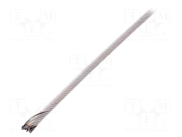 Rope; acid resistant steel A4; Ørope: 3mm; L: 10m; 258kg KRAFTBERG L1X19-F3-A4/10M