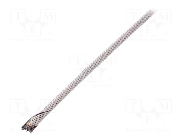 Rope; acid resistant steel A4; Ørope: 3mm; L: 10m; 258kg KRAFTBERG L1X19-F3-A4/10M