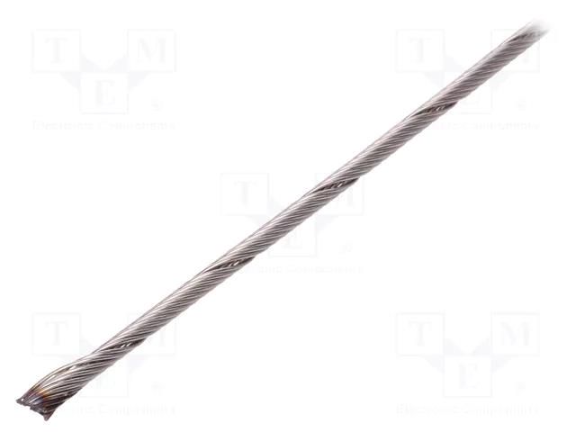 Rope; acid resistant steel A4; Ørope: 3mm; L: 50m; 258kg KRAFTBERG L1X19-F3-A4/50M