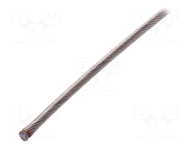 Rope; acid resistant steel A4; Ørope: 4mm; L: 10m; 458kg KRAFTBERG L1X19-F4-A4/10M