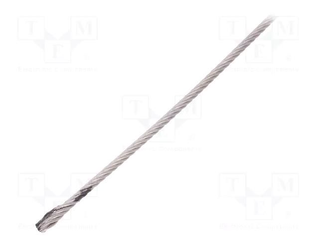 Rope; acid resistant steel A4; Ørope: 2mm; L: 10m; 71kg KRAFTBERG L7X19-F2-A4/10M