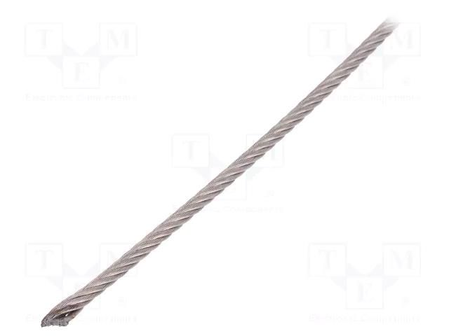 Rope; acid resistant steel A4; Ørope: 3mm; L: 10m; 159kg KRAFTBERG L7X19-F3-A4/10M