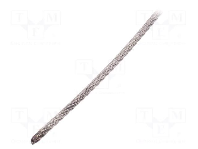 Rope; acid resistant steel A4; Ørope: 1.5mm; L: 10m KRAFTBERG L7X7-F1.5-A4/10M