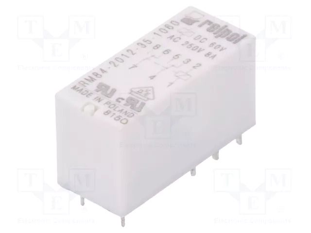 Relay: electromagnetic; DPDT; Ucoil: 60VDC; 8A; 8A/250VAC; 8A/24VDC RELPOL RM84-2012-35-1060