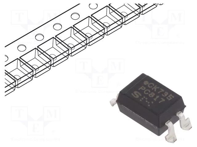 Optocoupler; SMD; Ch: 1; OUT: transistor; Uinsul: 5kV; Uce: 80V; PC817 SHARP PC817XNNIP1B
