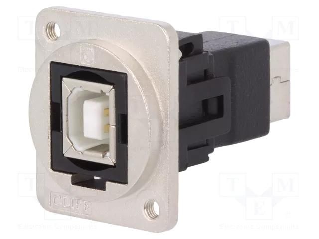 Coupler; USB B socket,both sides; FT; USB 2.0; metal; Thread: M3 CLIFF CP30203NM3