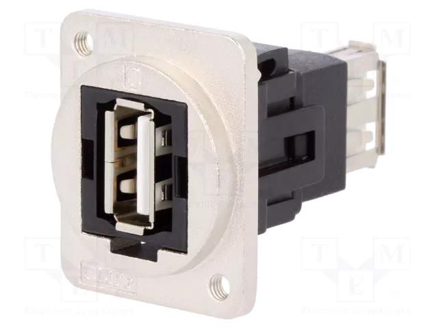 Coupler; USB A socket,both sides; FT; USB 2.0; metal; Thread: M3 CLIFF CP30208NM3