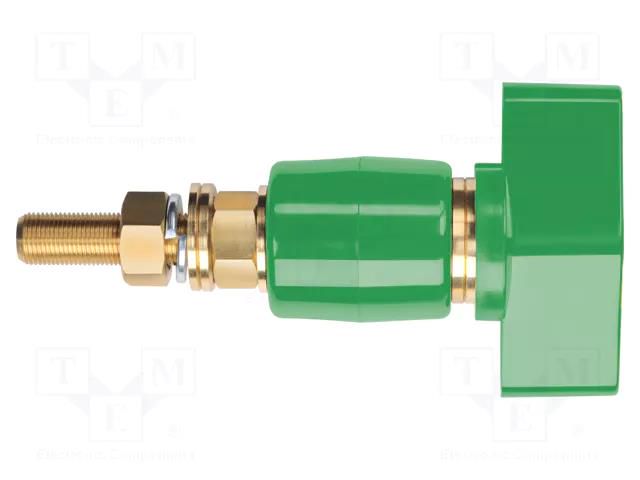 Laboratory clamp; green; 1kVDC; 200A; on panel,screw; brass; 143mm SCHÜTZINGER POL201-GN