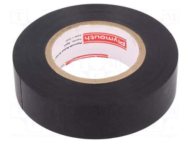 Tape: electrical insulating; W: 19mm; L: 20m; Thk: 0.15mm; black PLYMOUTH PLH-N12-19-20/BK
