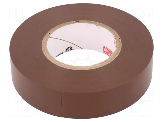 Tape: electrical insulating; W: 19mm; L: 20m; Thk: 0.18mm; brown PLYMOUTH PLH-PR37-19-20/BN