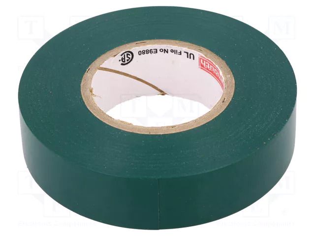 Tape: electrical insulating; W: 19mm; L: 20m; Thk: 0.18mm; green PLYMOUTH PLH-PR37-19-20/GR