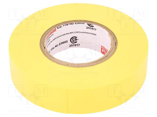 Tape: electrical insulating; W: 19mm; L: 20m; Thk: 0.18mm; yellow PLYMOUTH PLH-PR37-19-20/YE
