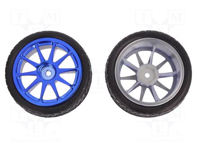 Wheel; blue; Shaft: smooth; screw; Ø: 65mm; Plating: rubber; W: 26mm DFROBOT DF-FIT0199-B