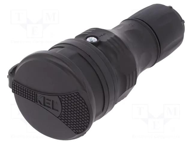Connector: AC supply; female; socket; 2P+PE; 250VAC; 16A; for cable PLASTROL GN-54/BK-BK