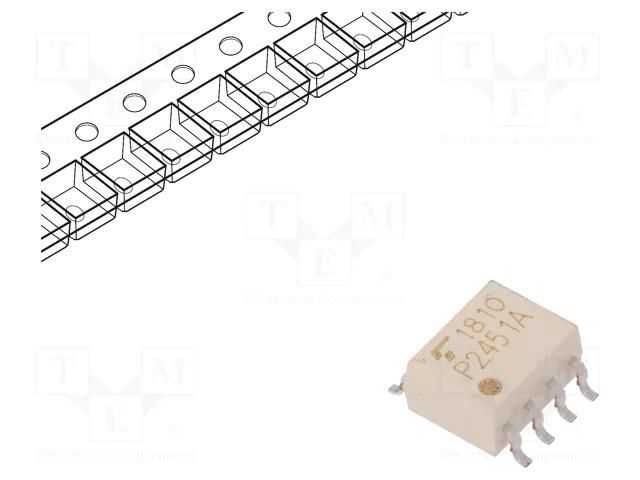 Optocoupler; SMD; Ch: 1; OUT: totem pole; Uinsul: 3.75kV; SO8 TOSHIBA TLP2451A-TP.F