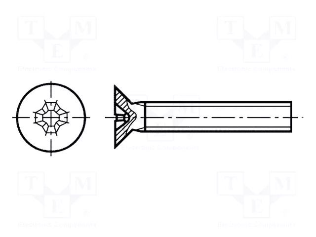Screw; M2x8; 0.4; Head: countersunk; Phillips; PH1; steel; DIN 965 KRAFTBERG M2X8/D965B