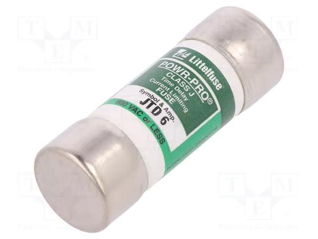 Fuse: fuse; 6A; 600VAC; 300VDC; time-lag; industrial; 20.6x57.2mm LITTELFUSE 0JTD006.T