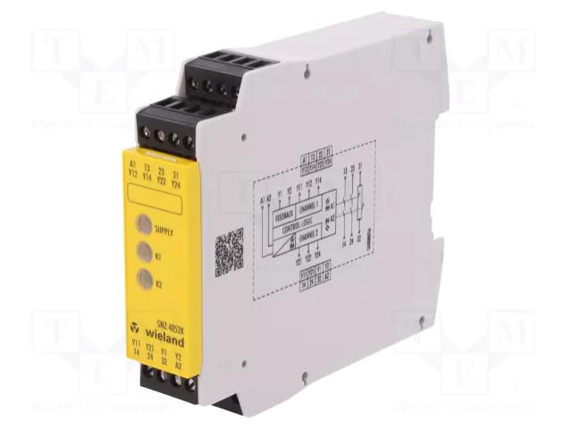 Module: safety relay; Usup: 24VAC; 24VDC; Contacts: NC + NO x2 WIELAND R1.188.0530.1