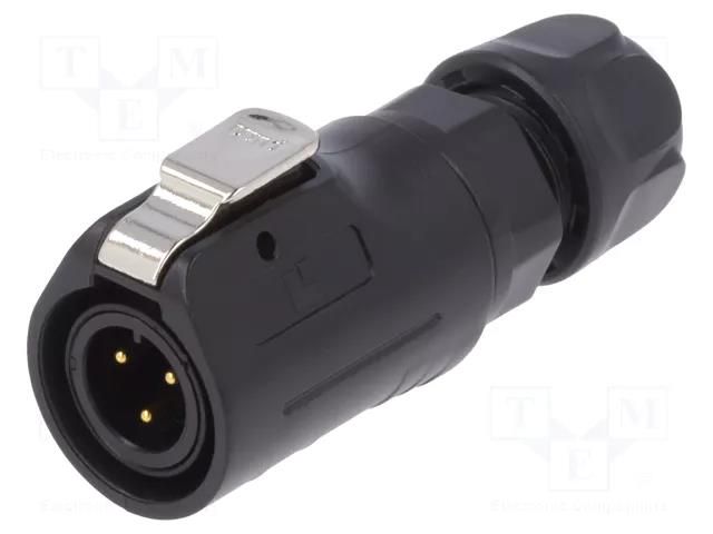 Connector: circular; plug; size 12; 02; male; PIN: 3; 125V; Quicklock LUTRONIC 0250-03